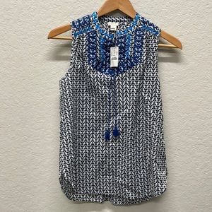 NWT J. Crew Embroidered Sleeveless Top